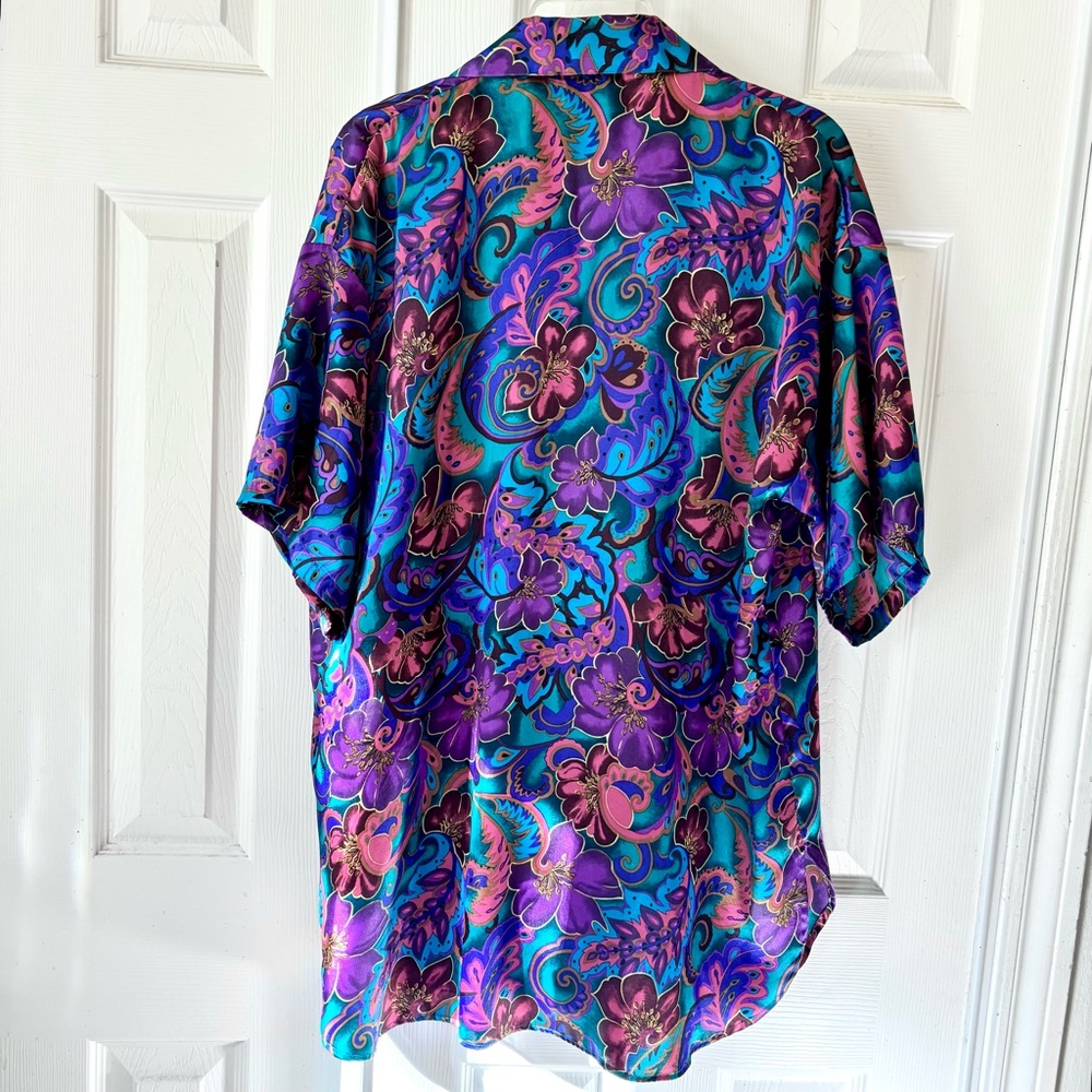 Vintage Victoria's Secret M/L 1990’s Gold Label Pajama Top Floral Pearl Buttons - Picture 2 of 8